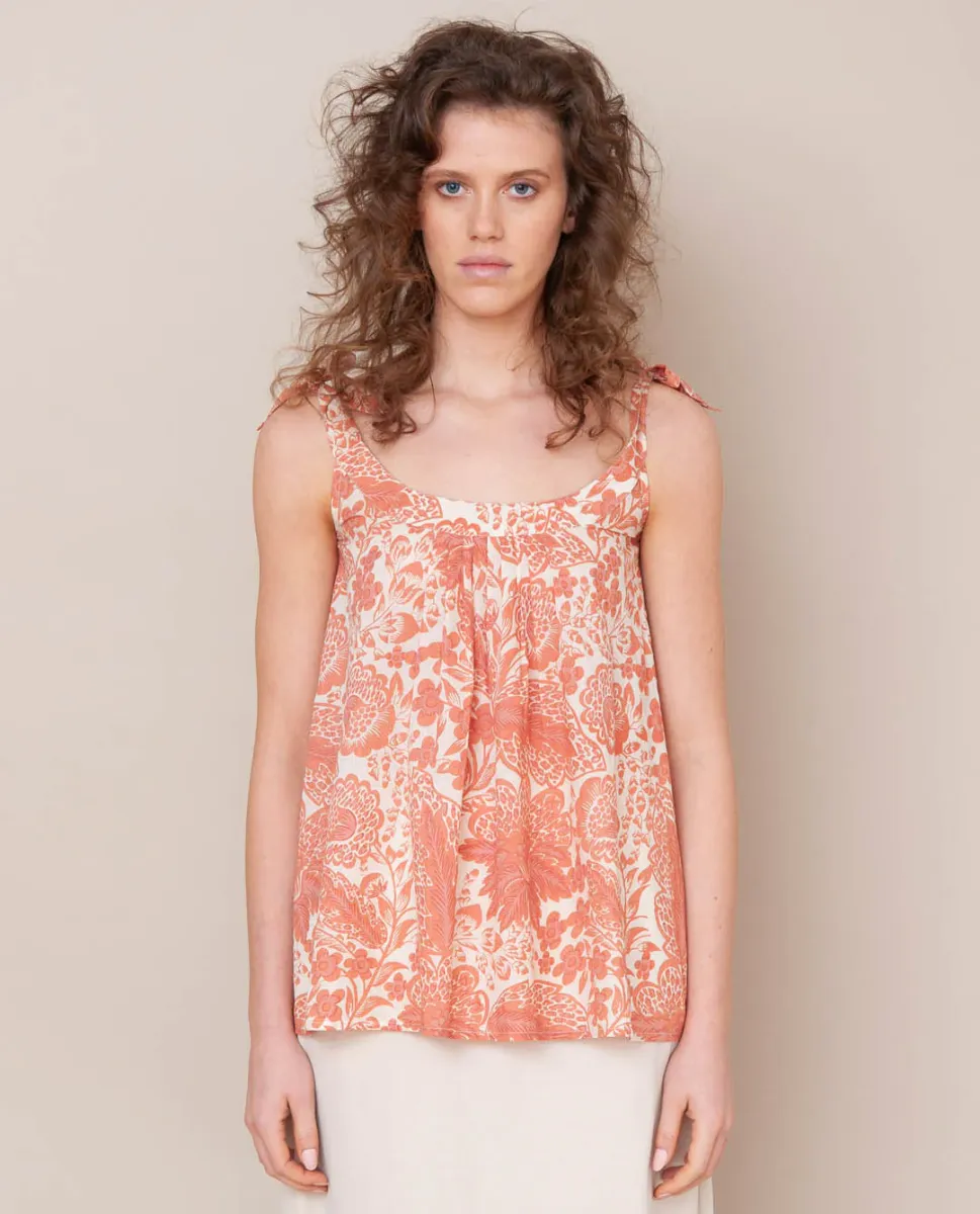 Sita Organic Cotton Top In Pink Print 4