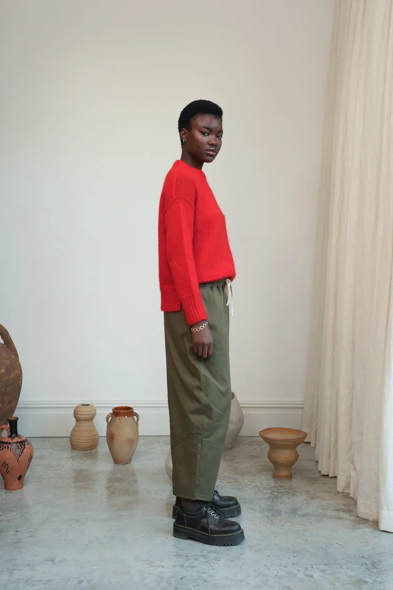 Sofia-Jane Organic Cotton Twill Trousers in Olive 2