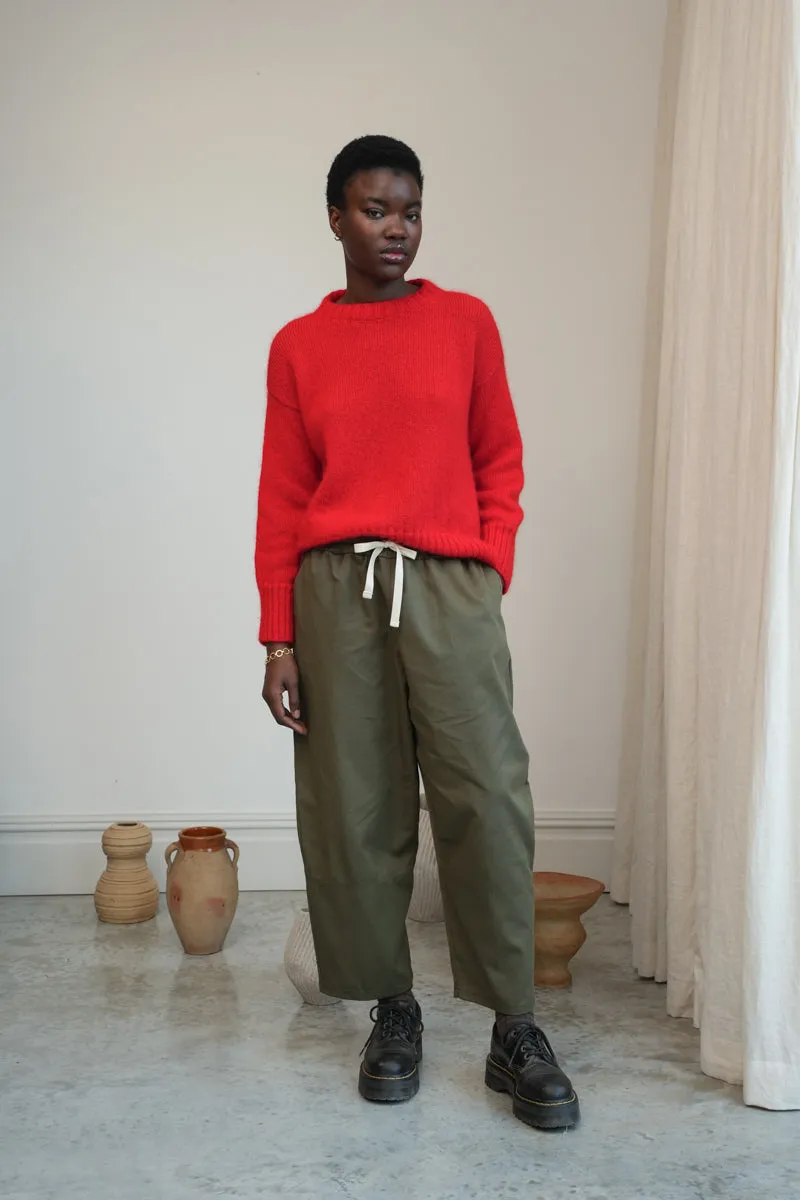 Sofia-Jane Organic Cotton Twill Trousers in Olive 3