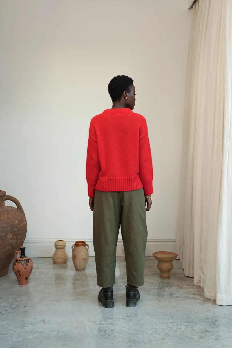 Sofia-Jane Organic Cotton Twill Trousers in Olive 4
