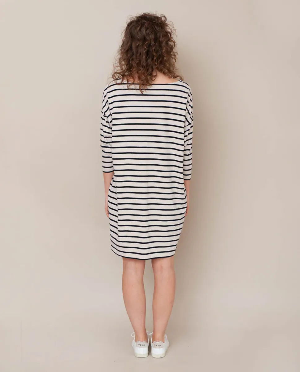 Sophie-Sue Organic Cotton Dress In Bone Marl & Black 2