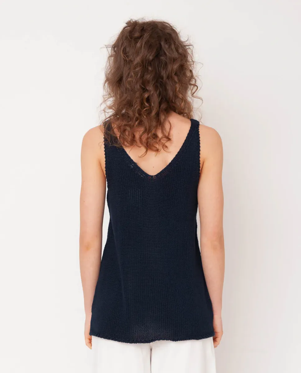 Stella Organi Cotton Vest In Navy 3
