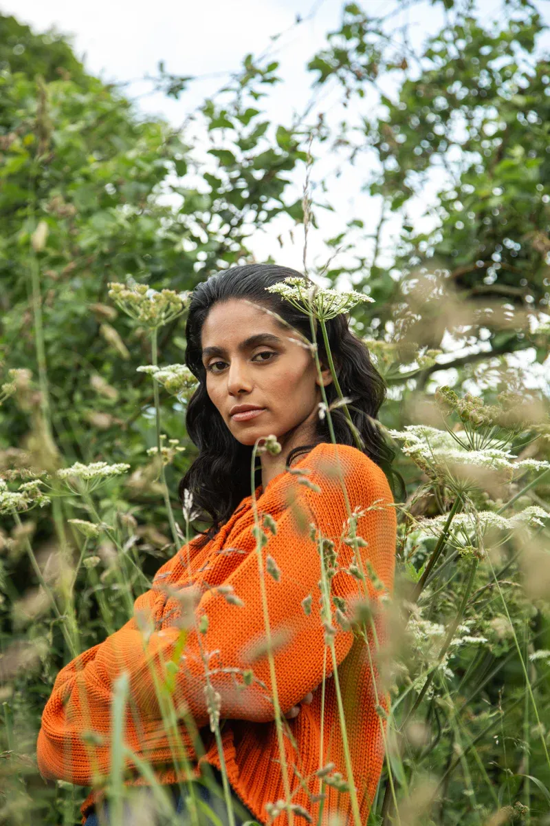 Sugi Organic Cotton Cardigan in Brick 3