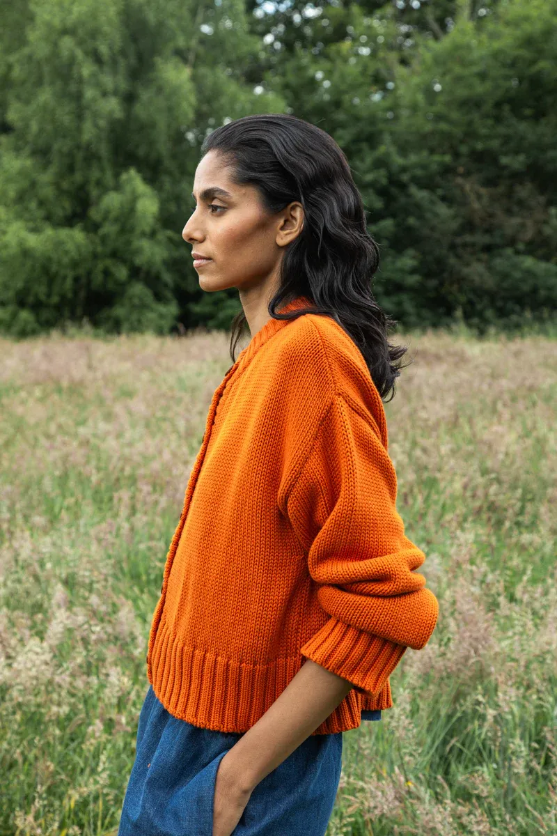 Sugi Organic Cotton Cardigan in Brick 6