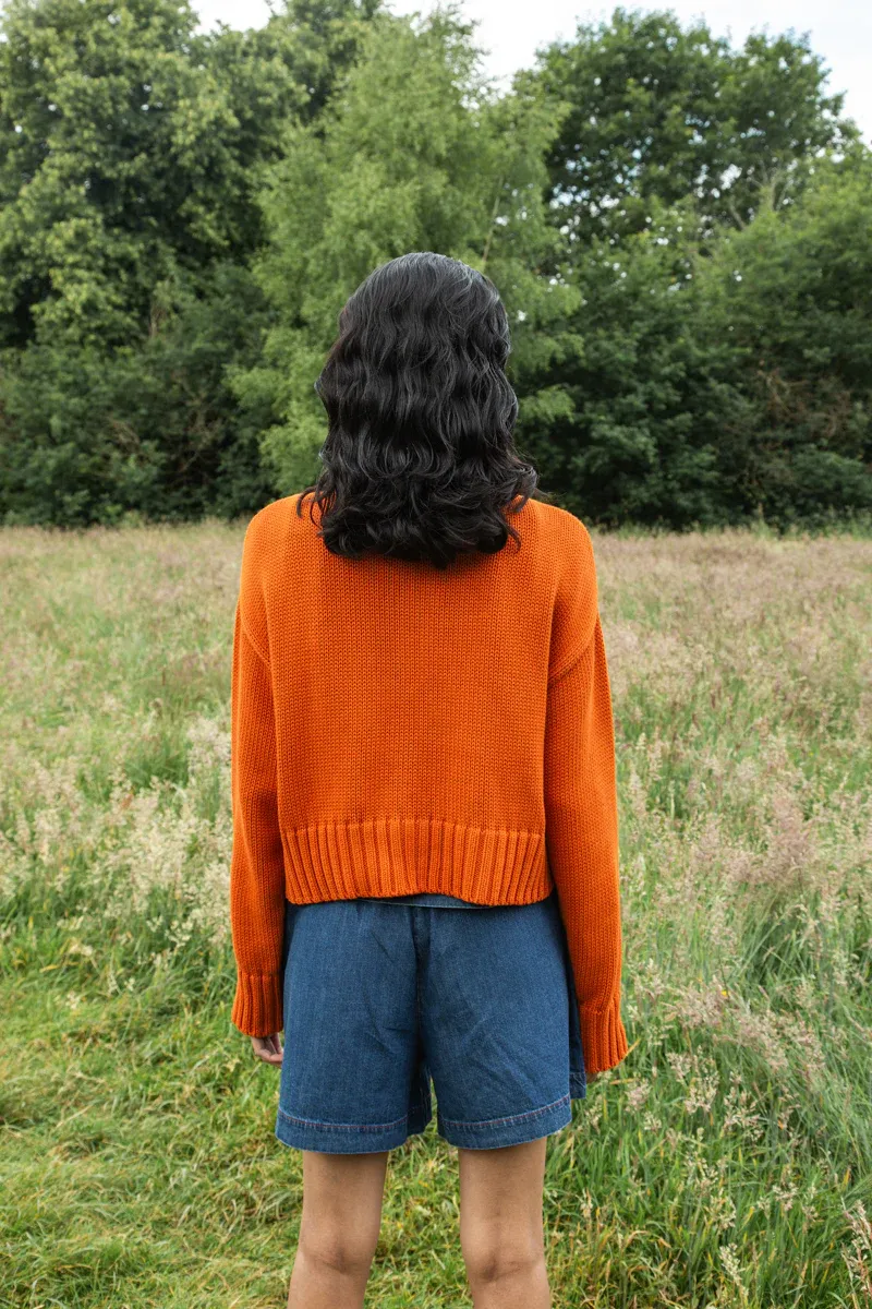 Sugi Organic Cotton Cardigan in Brick 7