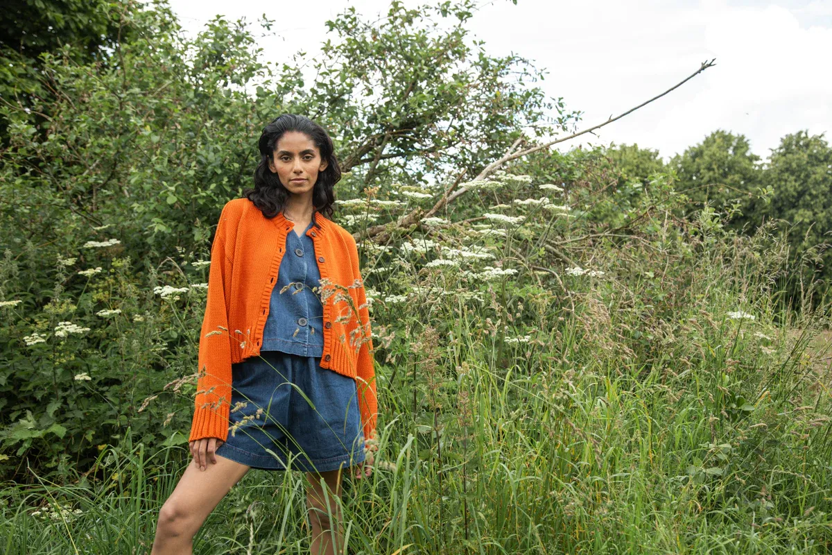 Sugi Organic Cotton Cardigan in Brick 8