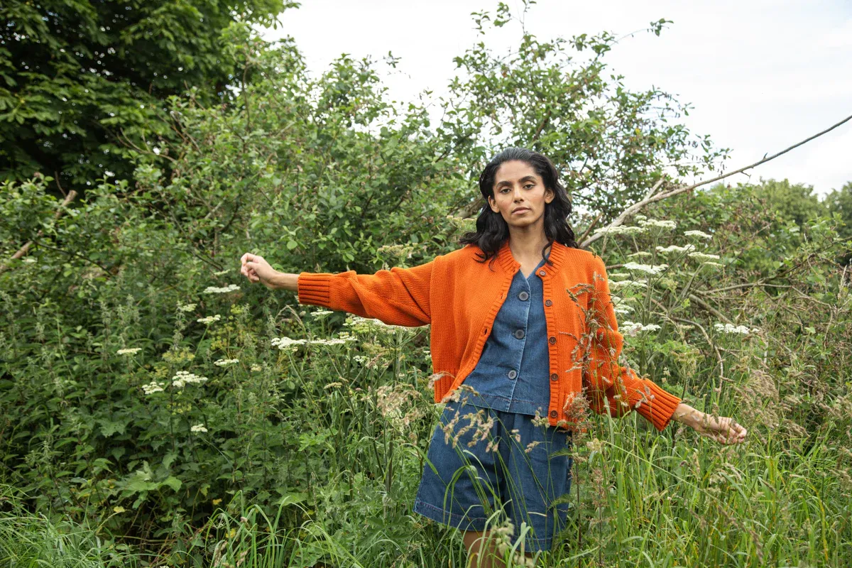 Sugi Organic Cotton Cardigan in Brick 9