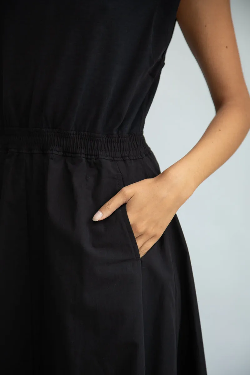 Tanya Organic Cotton Jersey and Poplin Dress in Black 6
