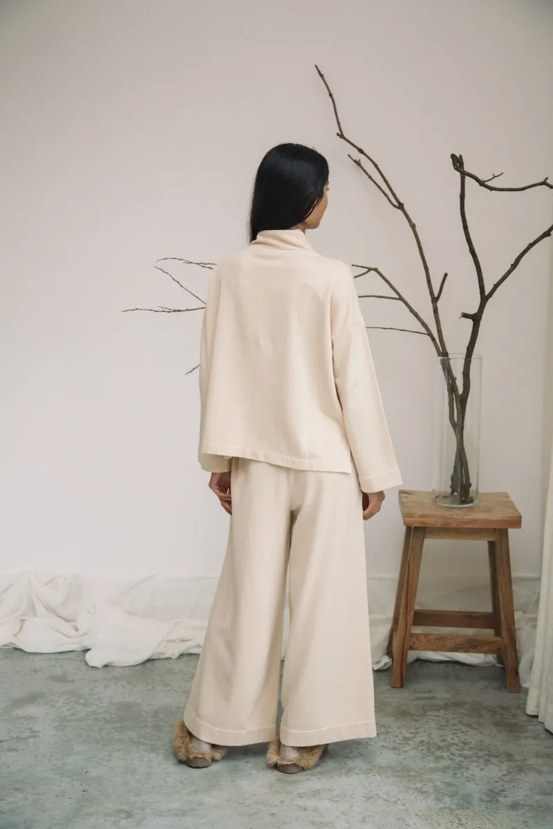 Taya Organic Cotton Felpe Jogger in Cream 3