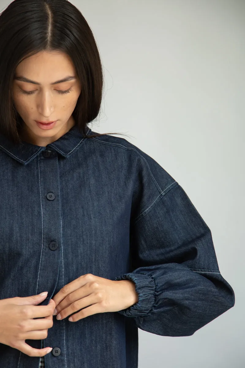 Tierra-Leigh Organic Cotton Denim Overshirt in Indigo 2