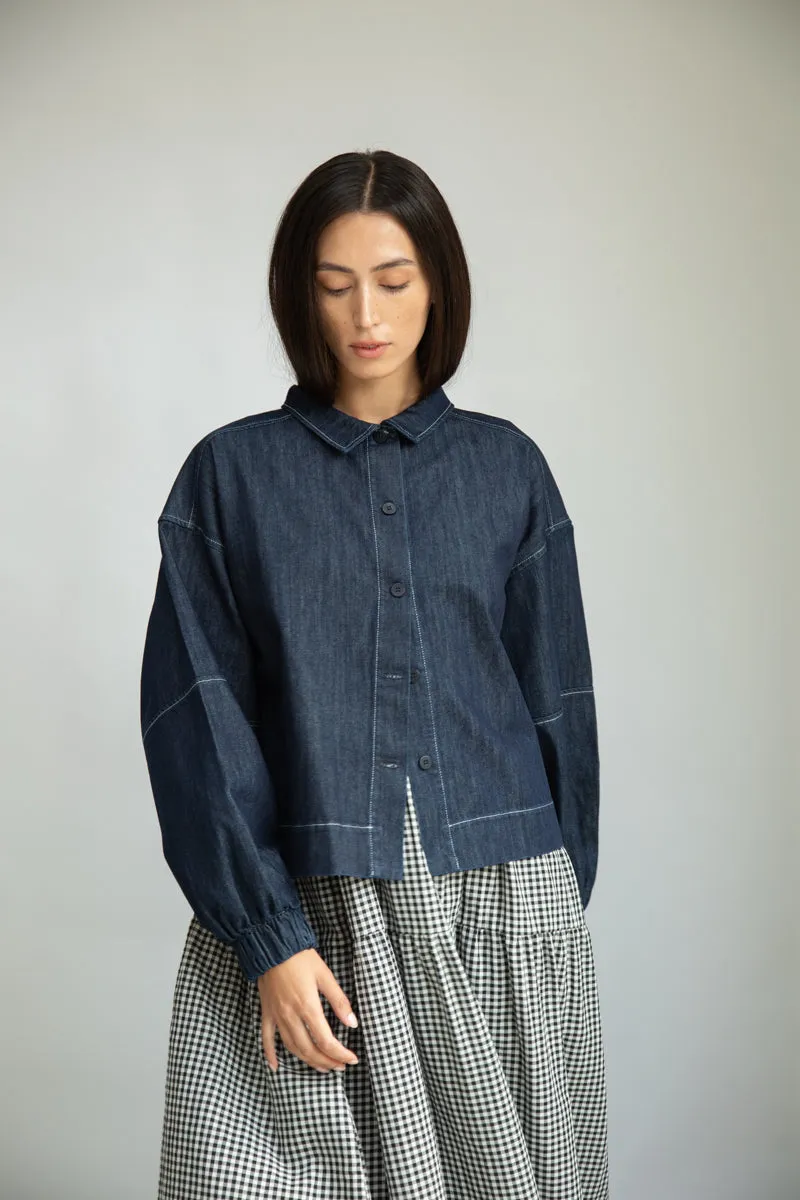 Tierra-Leigh Organic Cotton Denim Overshirt in Indigo 3