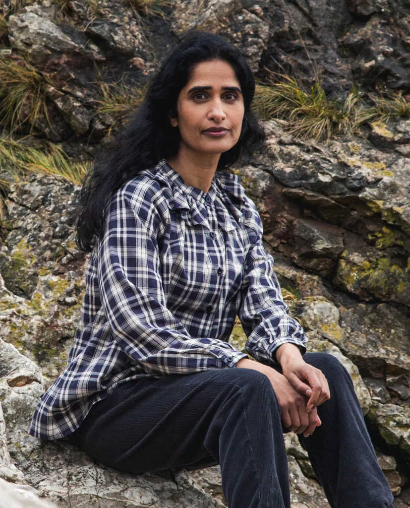 Tina-Cay Seacell Shirt In Navy & Beige Check 2