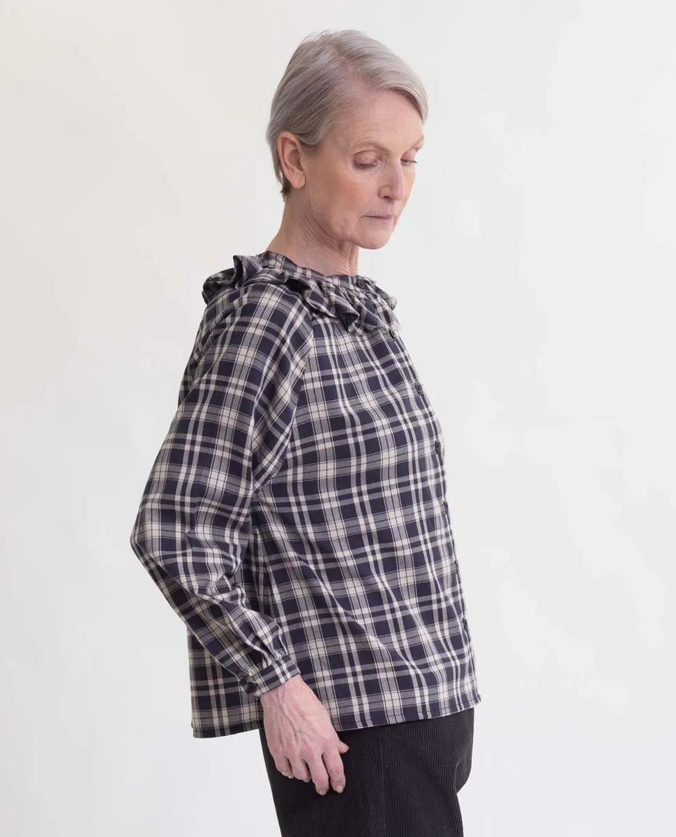 Tina-Cay Seacell Shirt In Navy & Beige Check 3