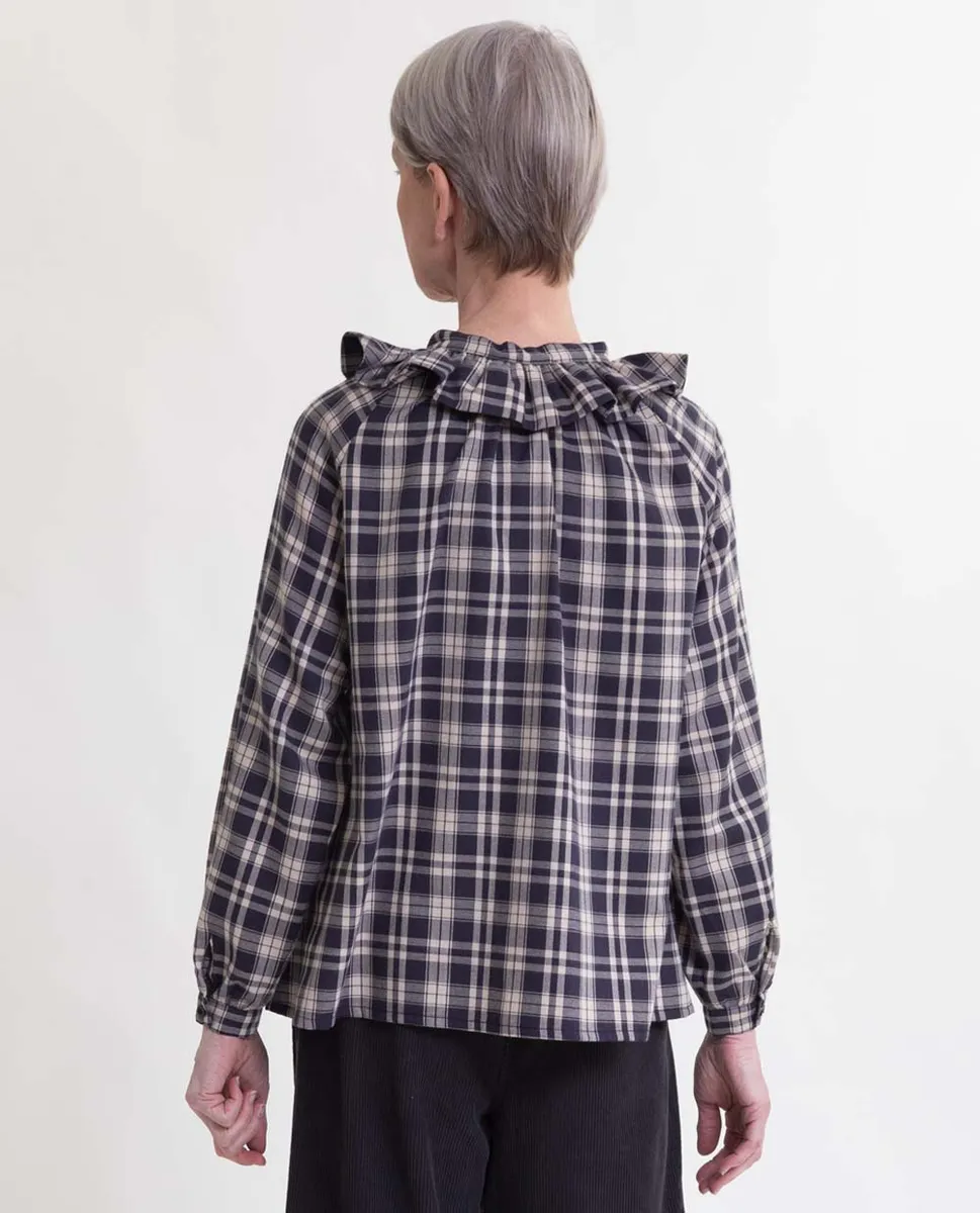 Tina-Cay Seacell Shirt In Navy & Beige Check 4