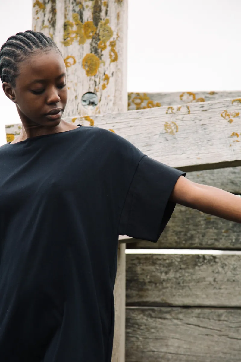 Toba Organic Cotton Dress in Black 4