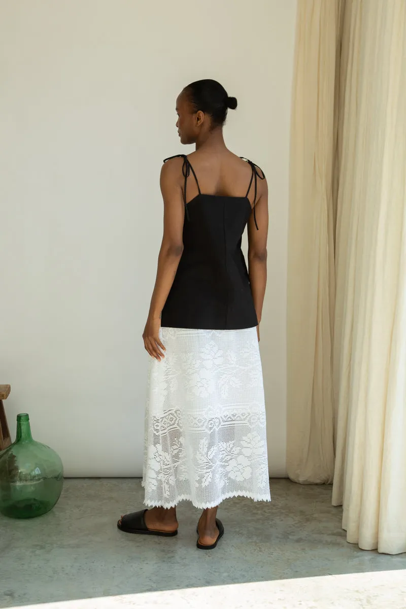 Toni-May Cotton Linen Vest in Black 6