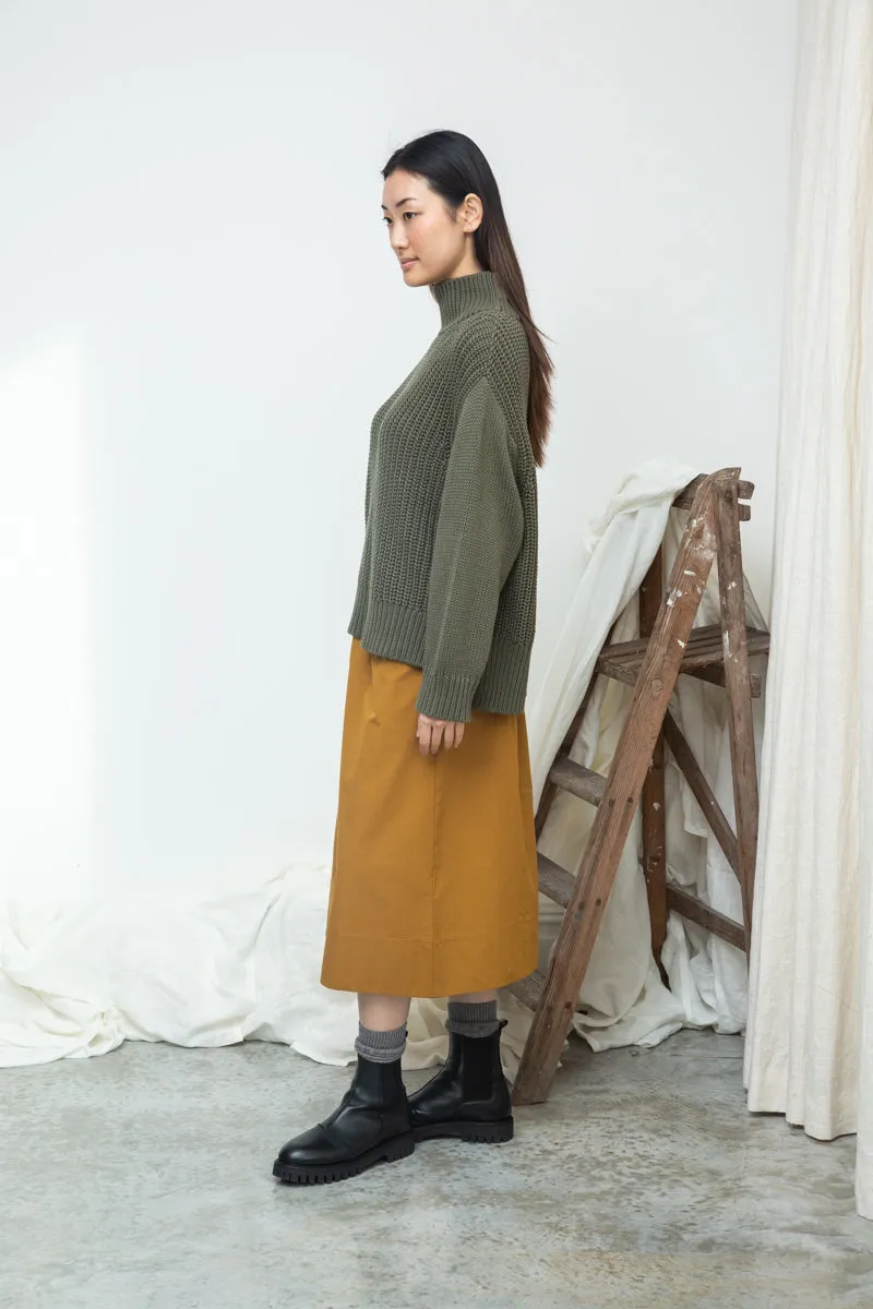 Tora Organic Cotton Knitted Jumper in Soft Khaki 3