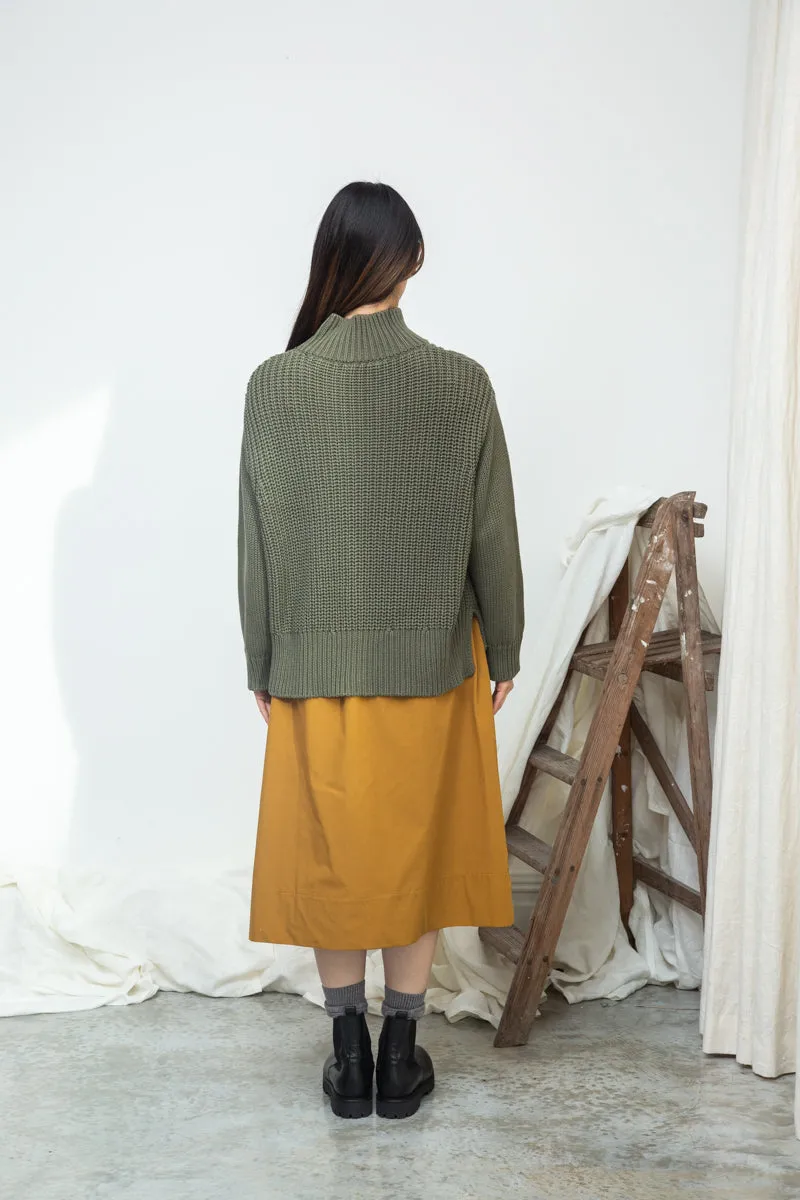 Tora Organic Cotton Knitted Jumper in Soft Khaki 4