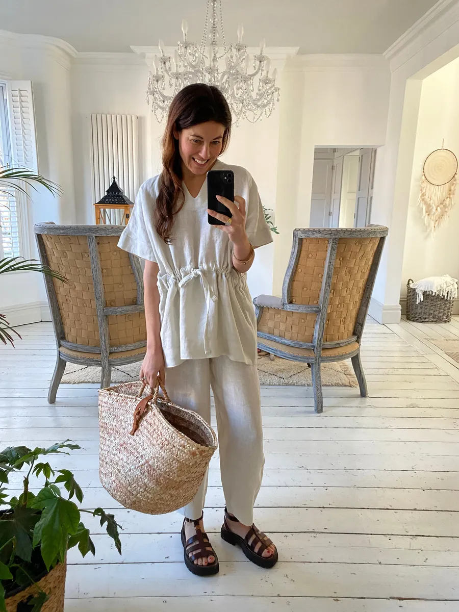 Vanora-May Organic Linen Trousers in Stone S Preloved 2