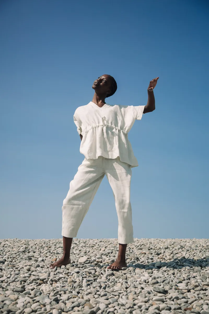 Vanora-May Organic Linen Trousers in Stone S Preloved 3