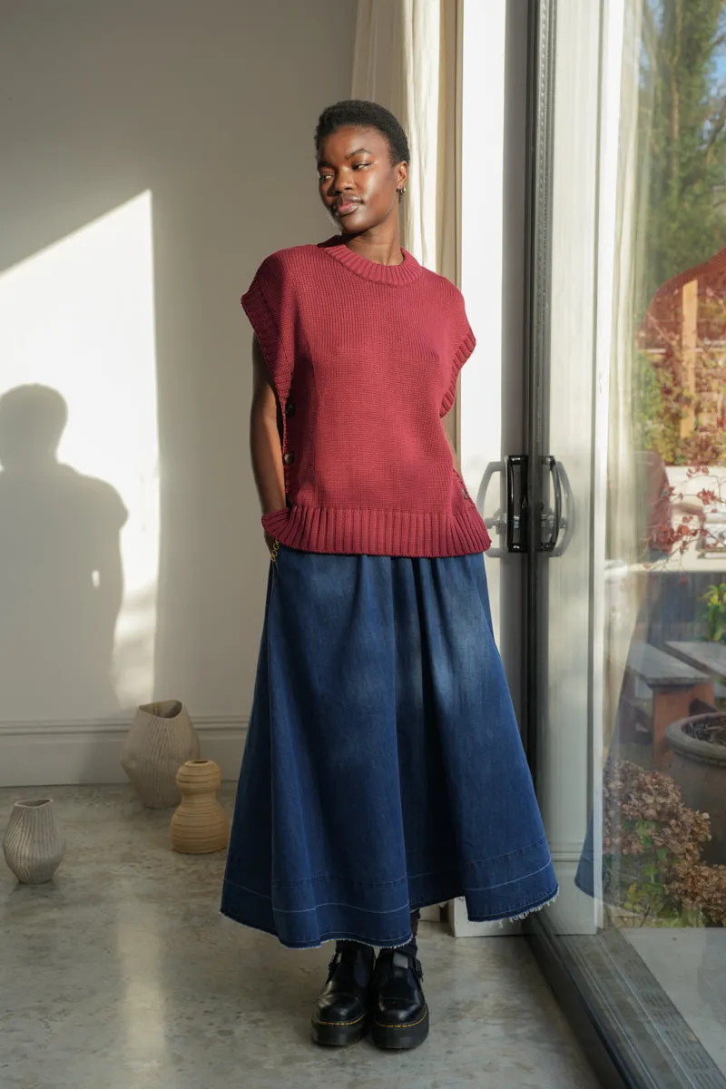 Violet-Leigh Organic Cotton Denim Skirt in Mid Blue 8