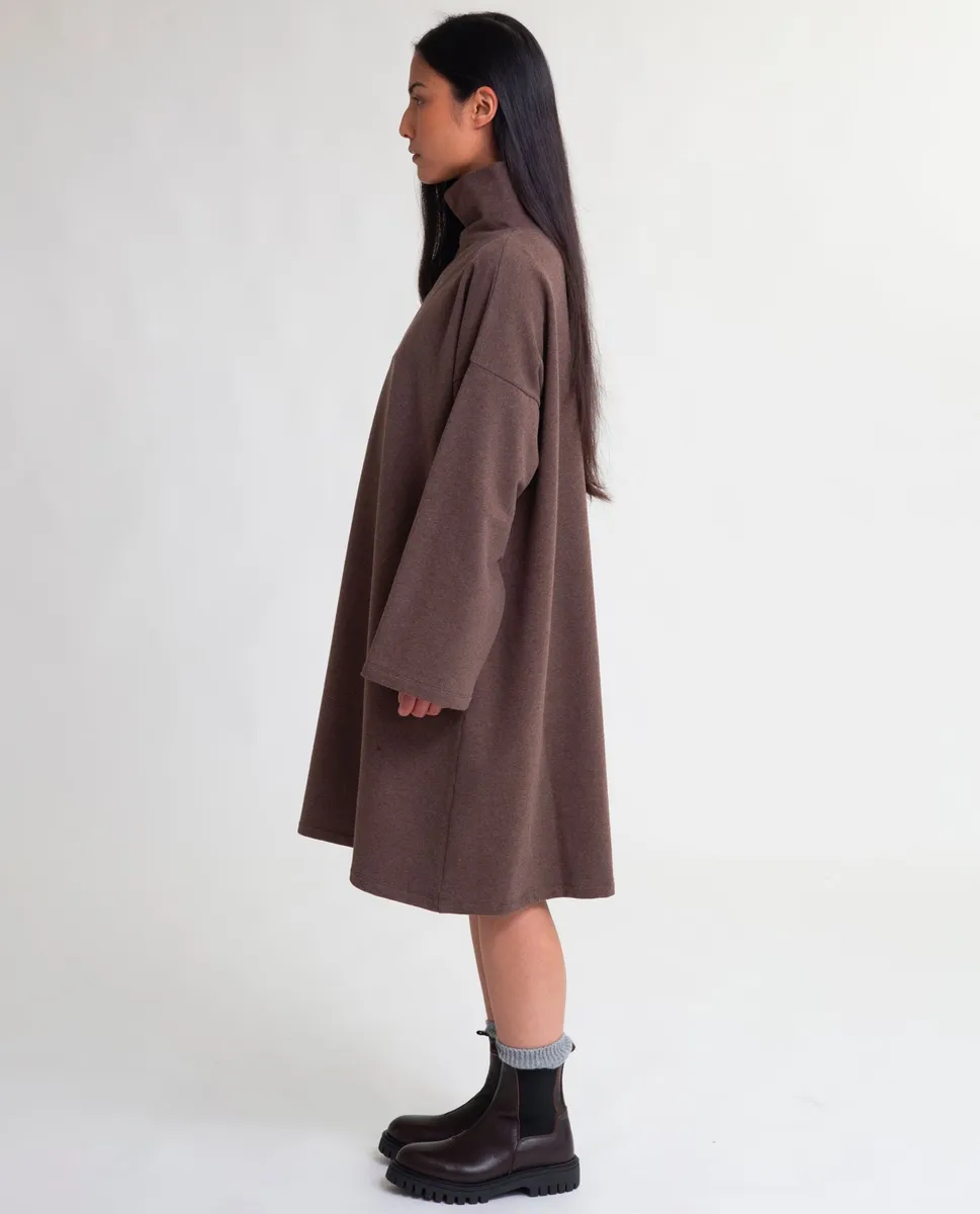 Xena Organic Cotton Dress In Brown Marl 2