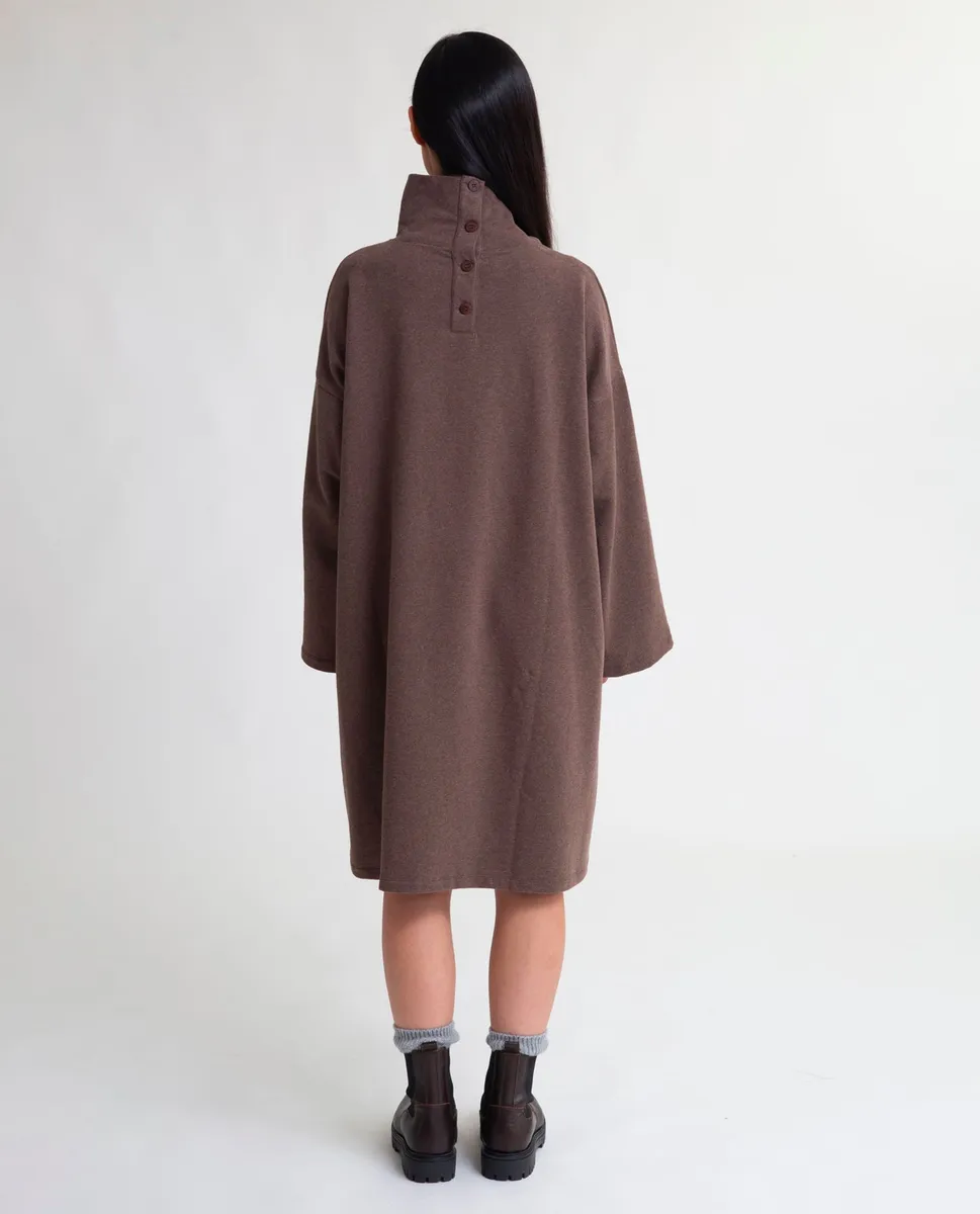 Xena Organic Cotton Dress In Brown Marl 3