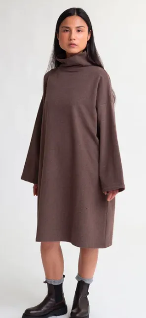 Xena Organic Cotton Dress In Brown Marl 4