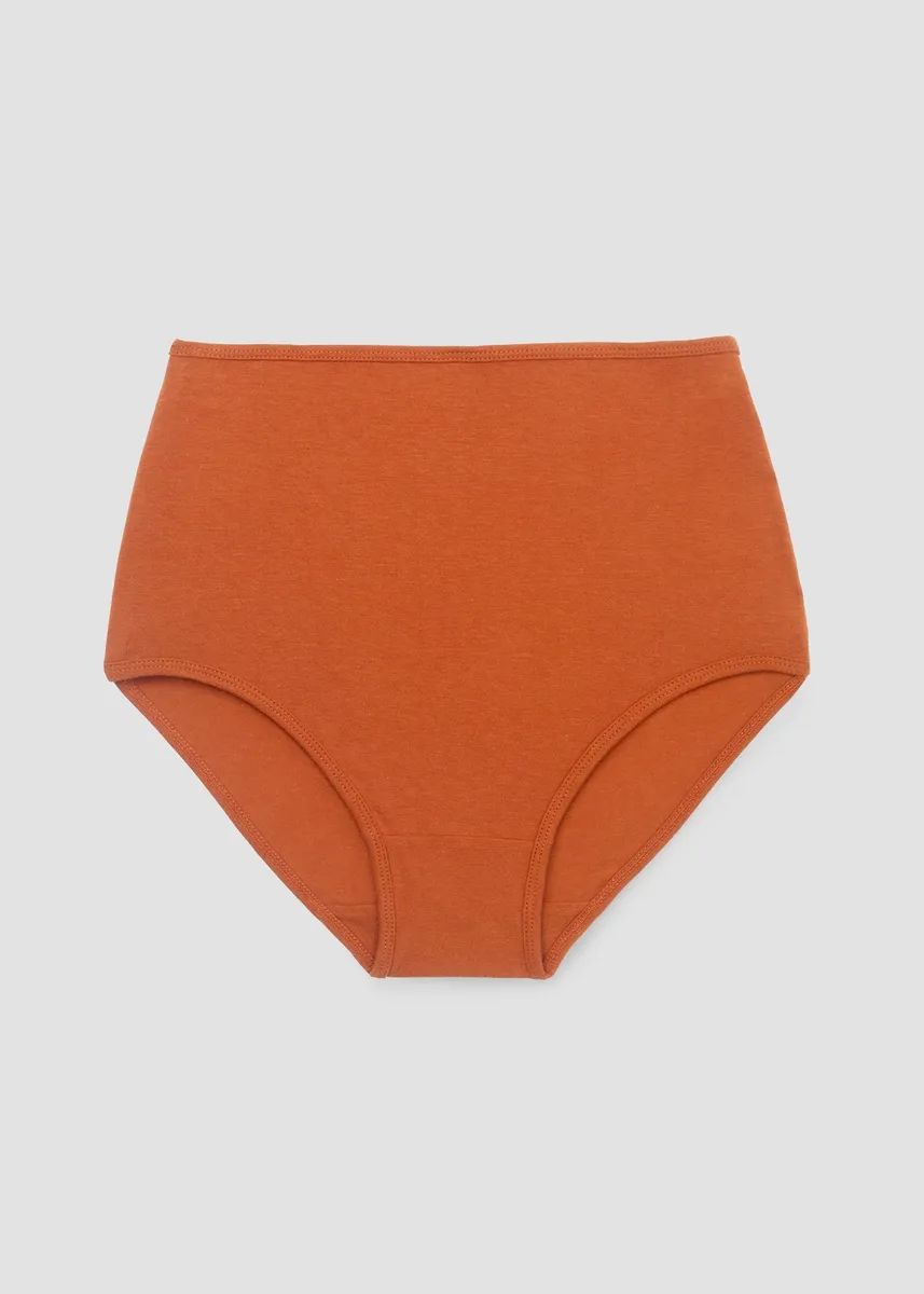 Yoka Bamboo & Organic Cotton Blend High Waist Briefs in Terracotta