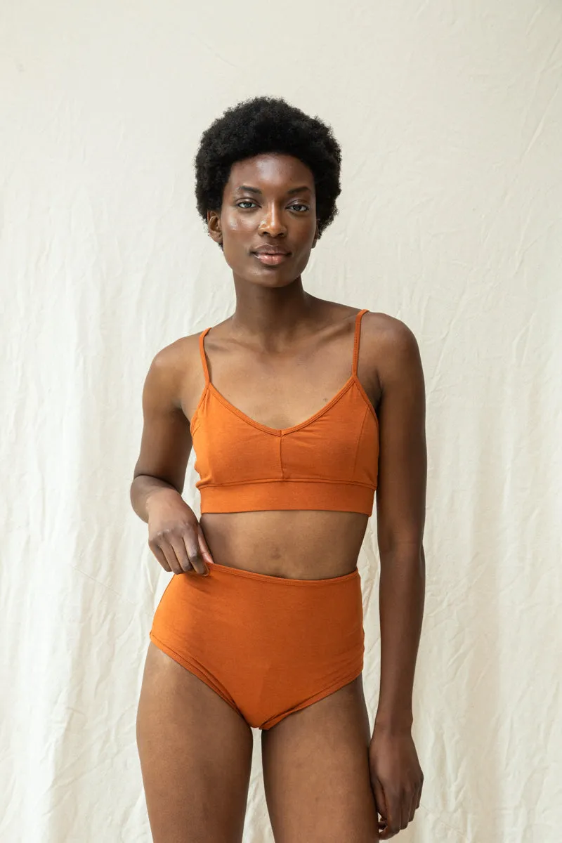 Yoka Bamboo & Organic Cotton Blend High Waist Briefs in Terracotta 2