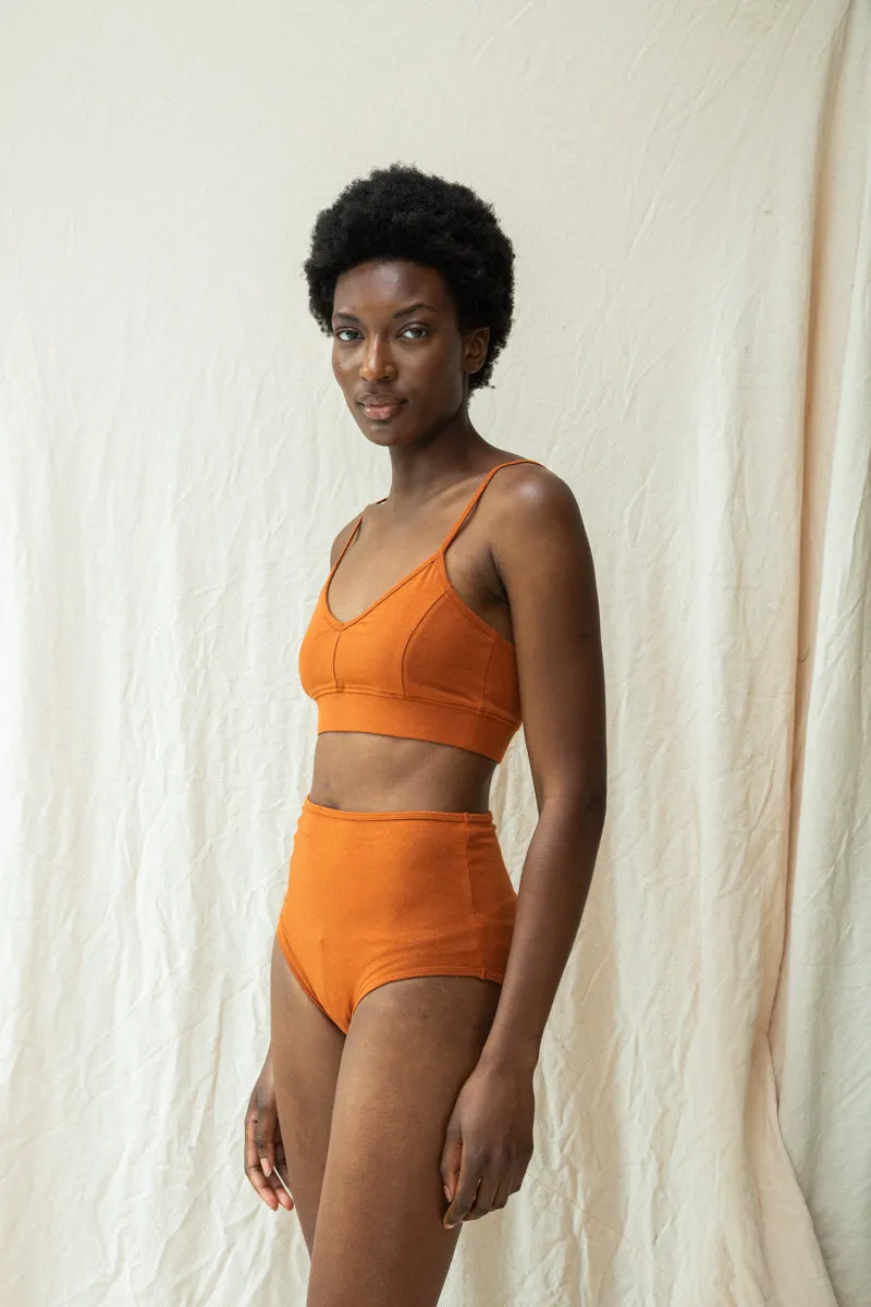Yoka Bamboo & Organic Cotton Blend High Waist Briefs in Terracotta 3
