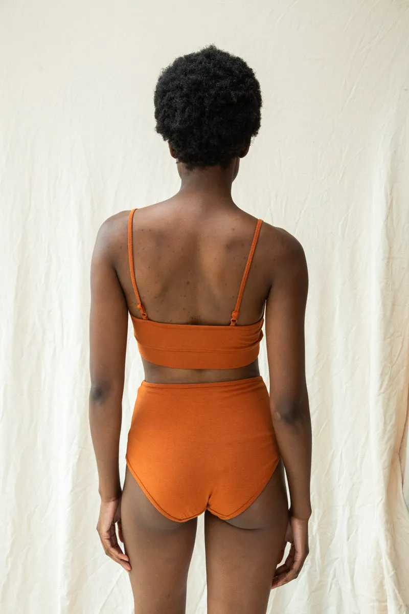 Yoka Bamboo & Organic Cotton Blend High Waist Briefs in Terracotta 4