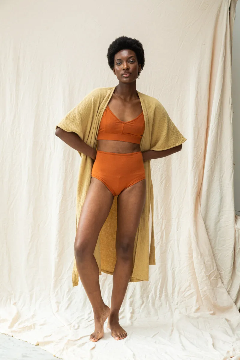 Yoka Bamboo & Organic Cotton Blend High Waist Briefs in Terracotta 5