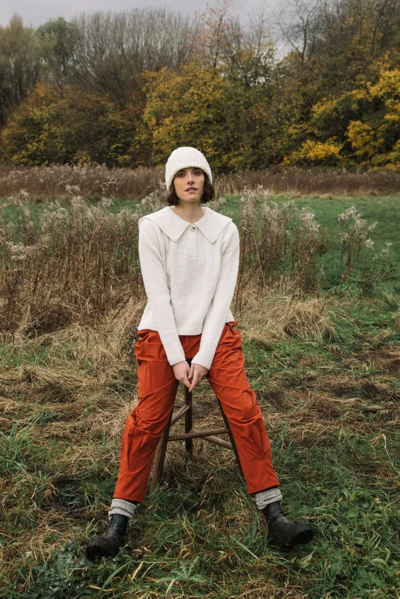 Yomogi Organic Cotton Poplin Trouser in Paprika 2