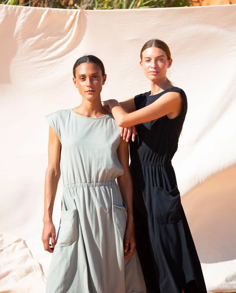 Zerlina Organic Cotton Dress In Soft Sage 2