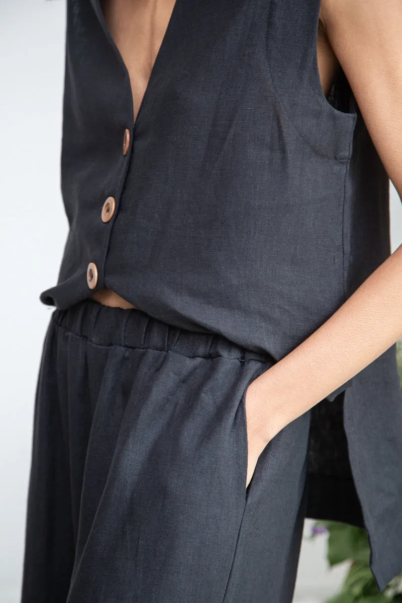 Zoya-May Linen Trouser in Black 3