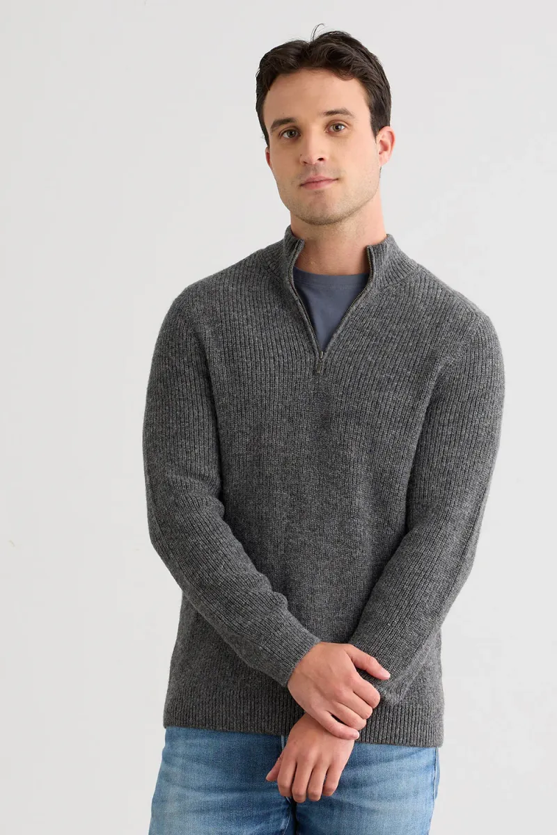 Men's Baby Alpaca Quarter Zip Pullover Sweater