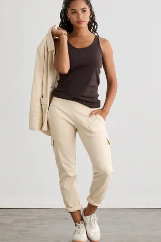 Women's Organic Cotton Double Knit Luxe Cargo Trousers