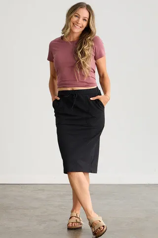 Women's Organic French Terry Midi Skirt with Pockets