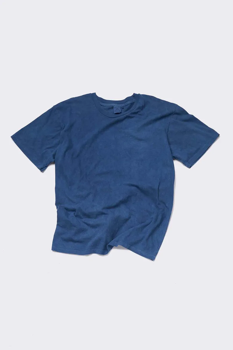 Indigo Dyed Women's Organic Unisex Style Crew Tee 2