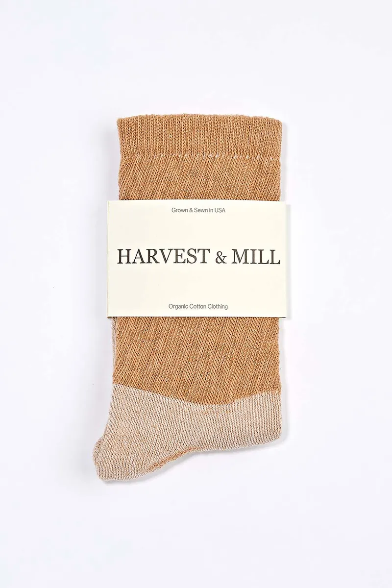 Men's 3 Pack Organic Cotton Socks Brown Crew 3