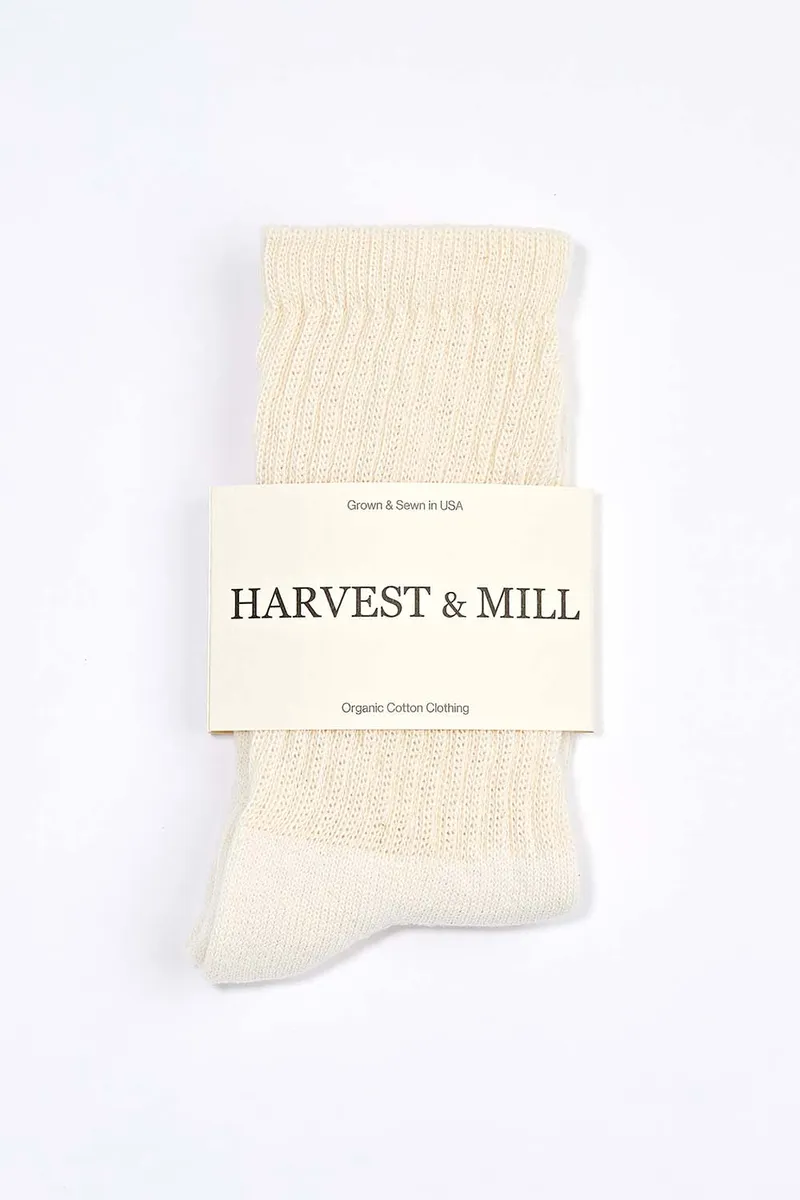 Men's Organic Cotton Socks Natural-White Crew 3