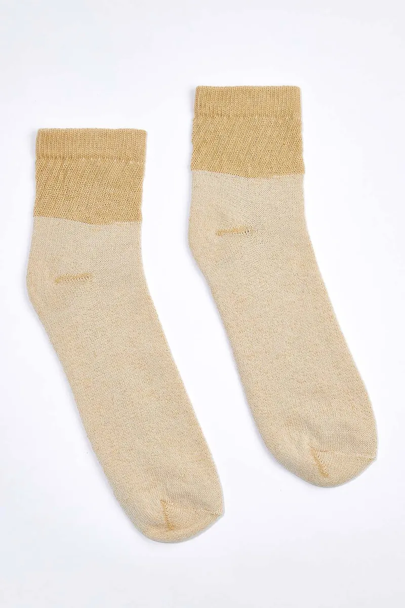 Men's Organic Cotton Socks Tan-Green Ankle 2