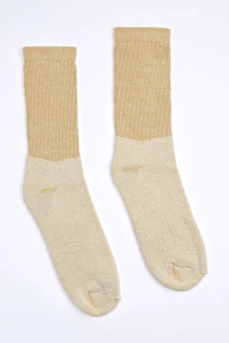 Men's Organic Cotton Socks Tan-Green Crew 2