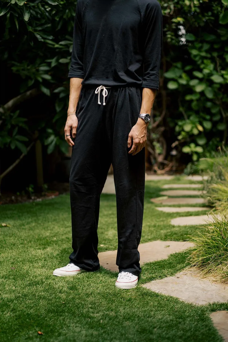Men's Organic Drawstring Only Lounge Pants in Black 7
