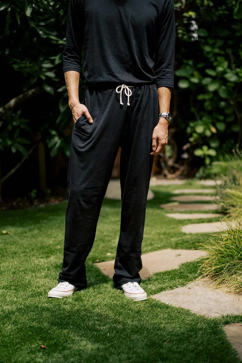 Men's Organic Drawstring Only Lounge Pants in Black 8