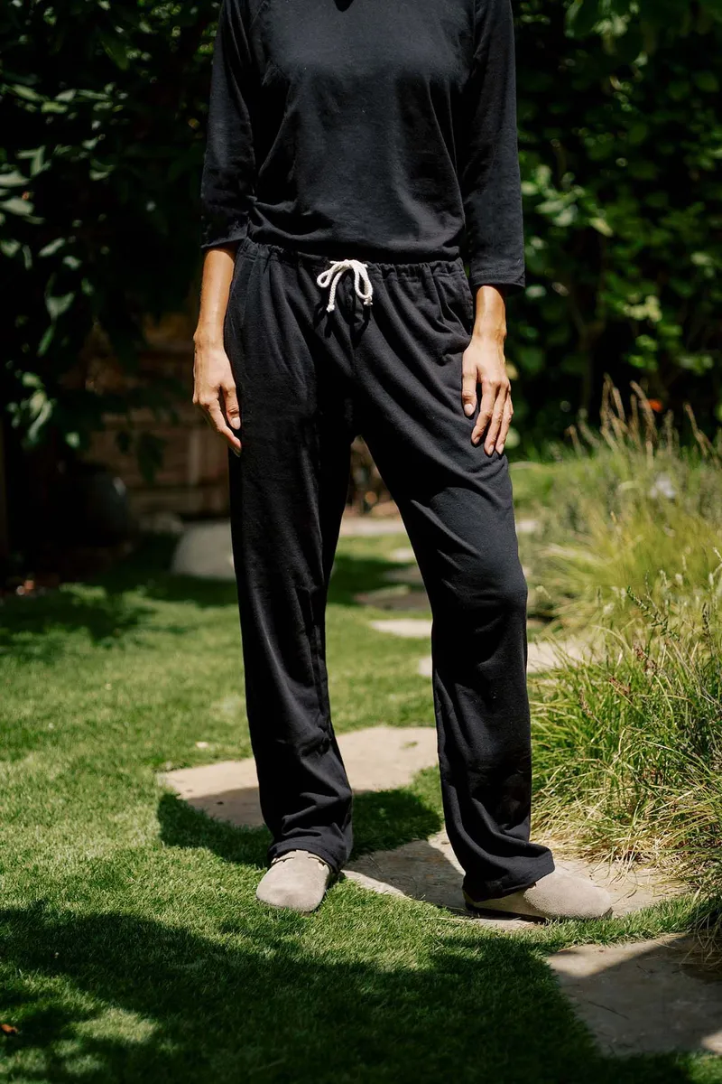 Women's Organic Drawstring Only Lounge Pants in Black 7