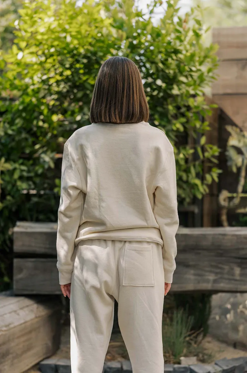 Women's Organic Heavyweight Crew Sweatshirt in Natural 8