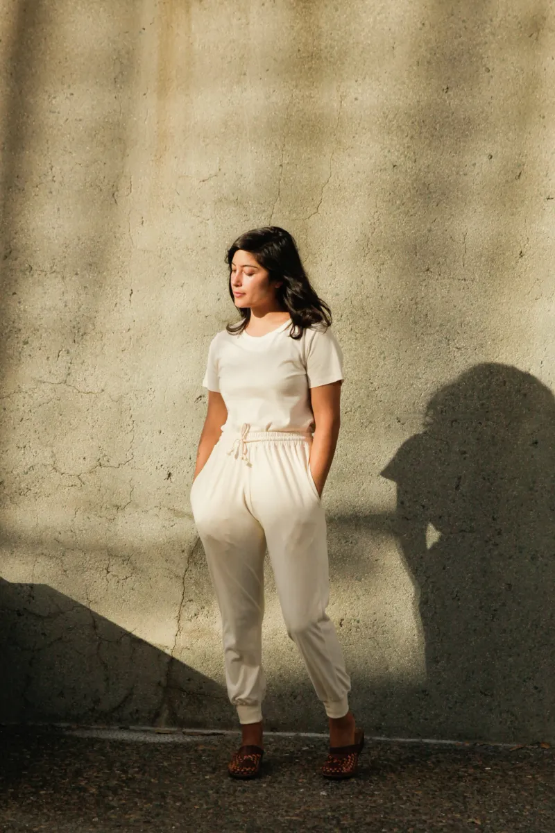 Women's Organic Jogger Pants in Natural 2