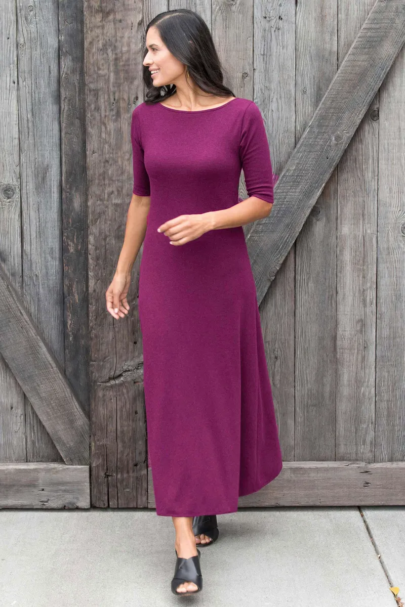 Elbow Sleeve Boatneck Dress 2